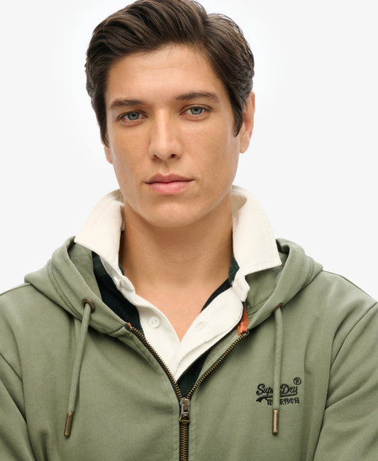 Essential Logo Washed Ziphood | Washed Beetle Green