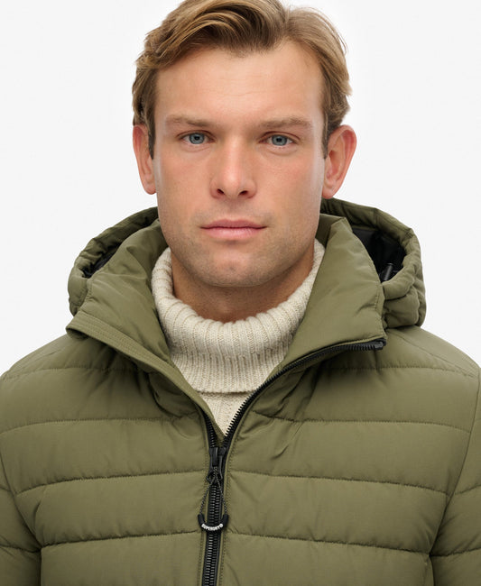 Hooded Fuji Padded Slim Fit Jacket | Shooting Olive