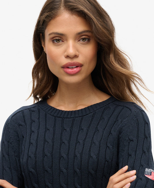 Slouchy Cable Knit | Deep Navy