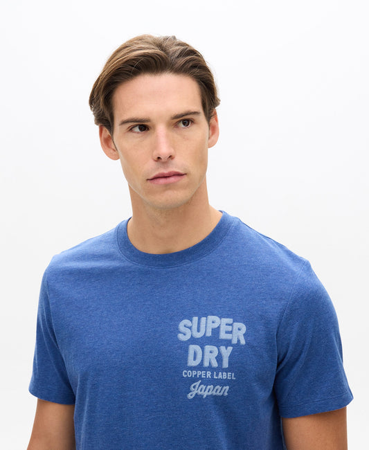 Copper Label Chest Tee | Bright Blue Marle