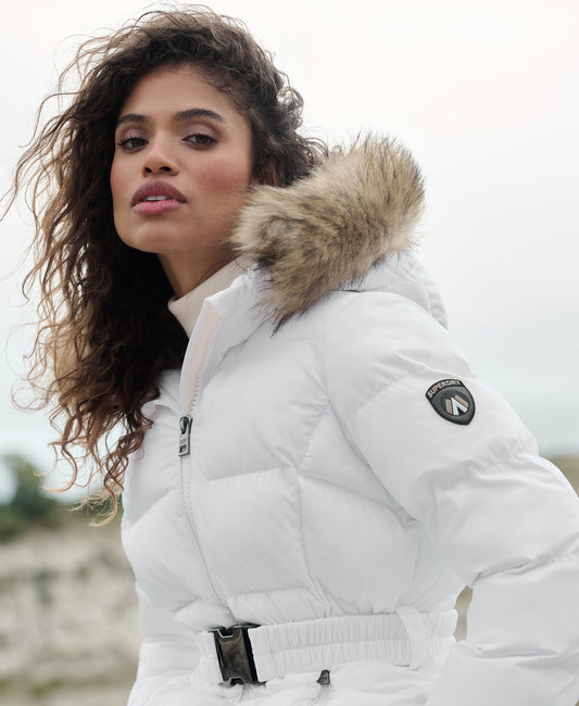 Slim Fit Fuji Belted Puffer | Bright White