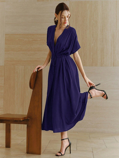 Women's New French Elegant Deep V-Neck  Dress