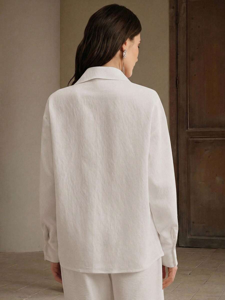 Elegant Embroidered Long Sleeve Casual Blouse For Women