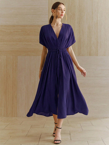 Women's New French Elegant Deep V-Neck  Dress