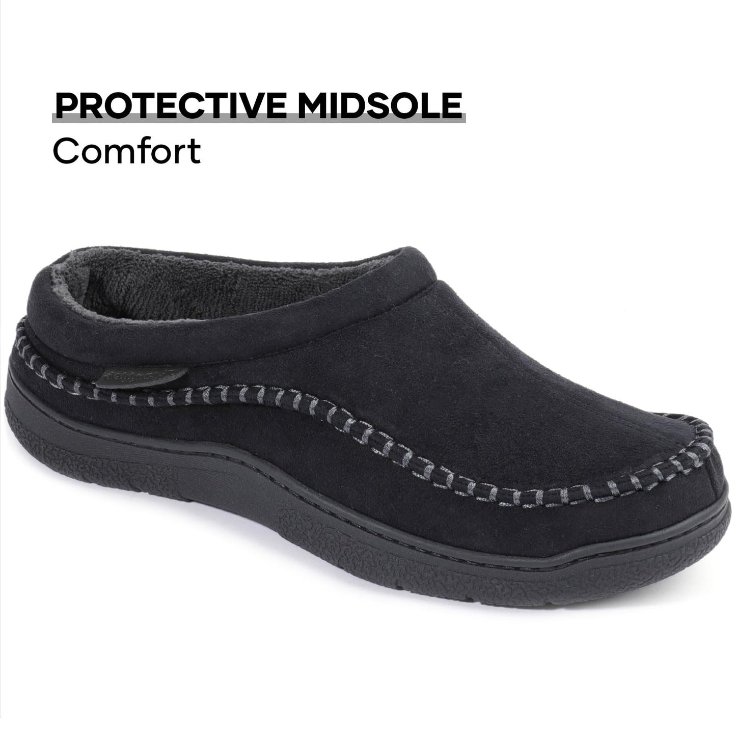 Hot Sale! Limited Stock!Men's Daily Non-Slip Warm Plush Wide Toe Slip-On Loafers Slippers