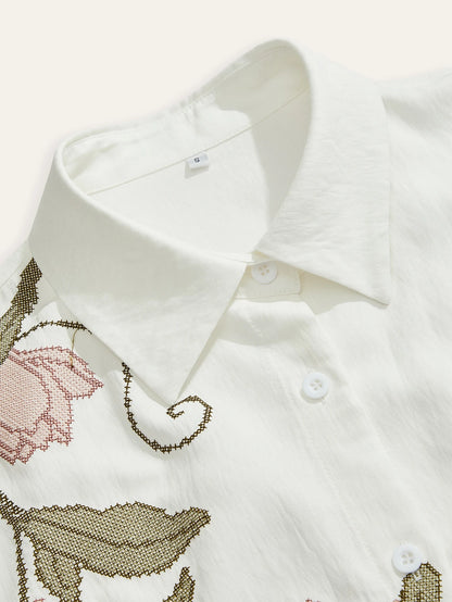 Elegant Embroidered Long Sleeve Casual Blouse For Women
