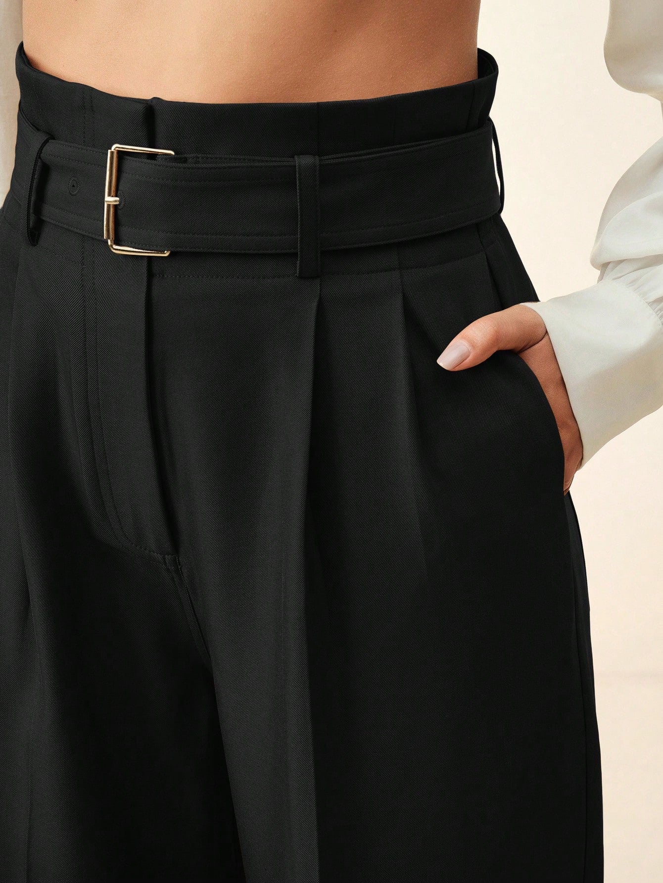 Women's Solid Color Pleated Wide Leg Pants