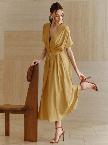 Women's New French Elegant Deep V-Neck  Dress