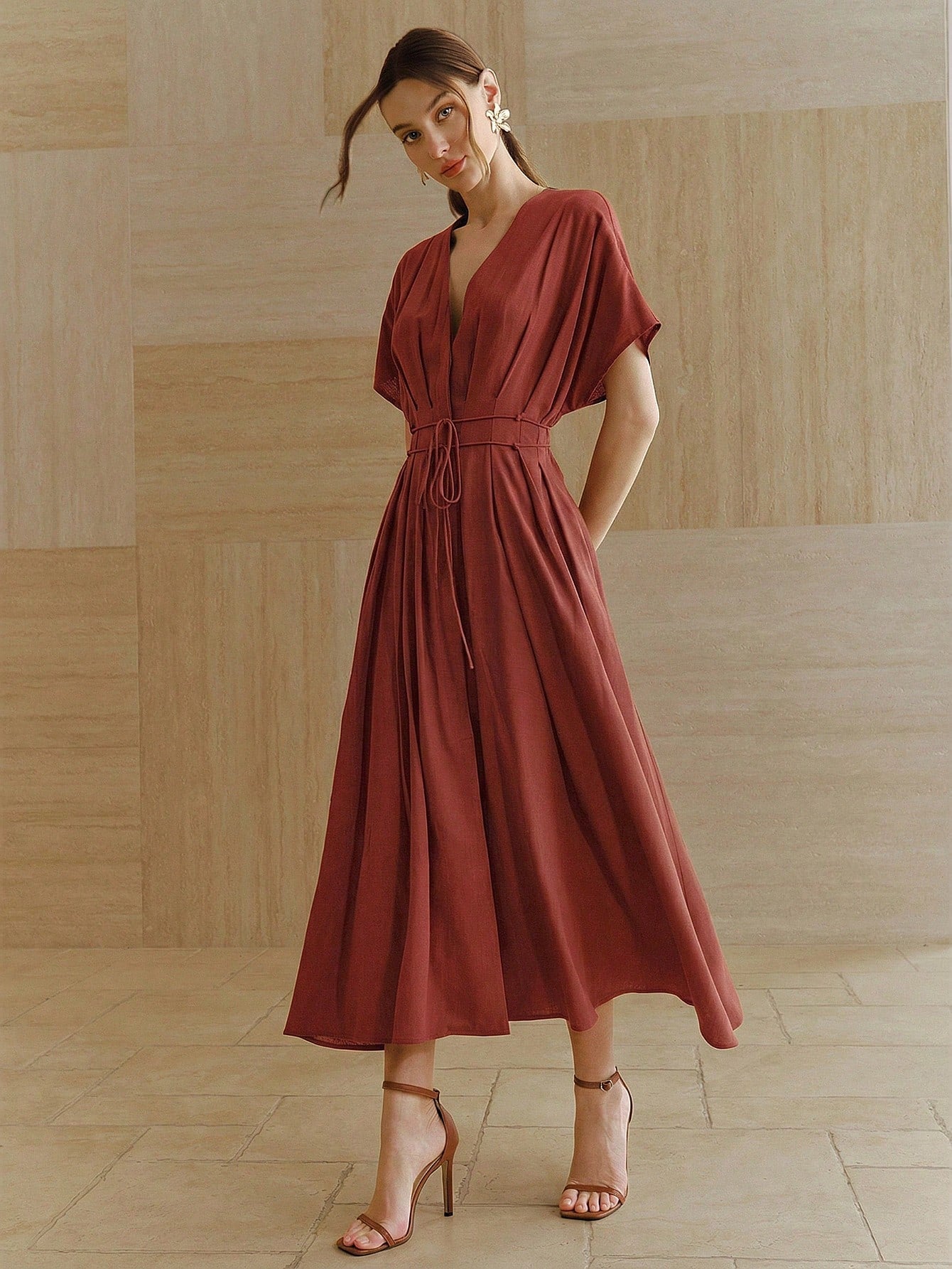 Women's New French Elegant Deep V-Neck  Dress