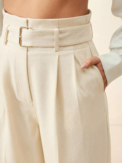 Women's Solid Color Pleated Wide Leg Pants