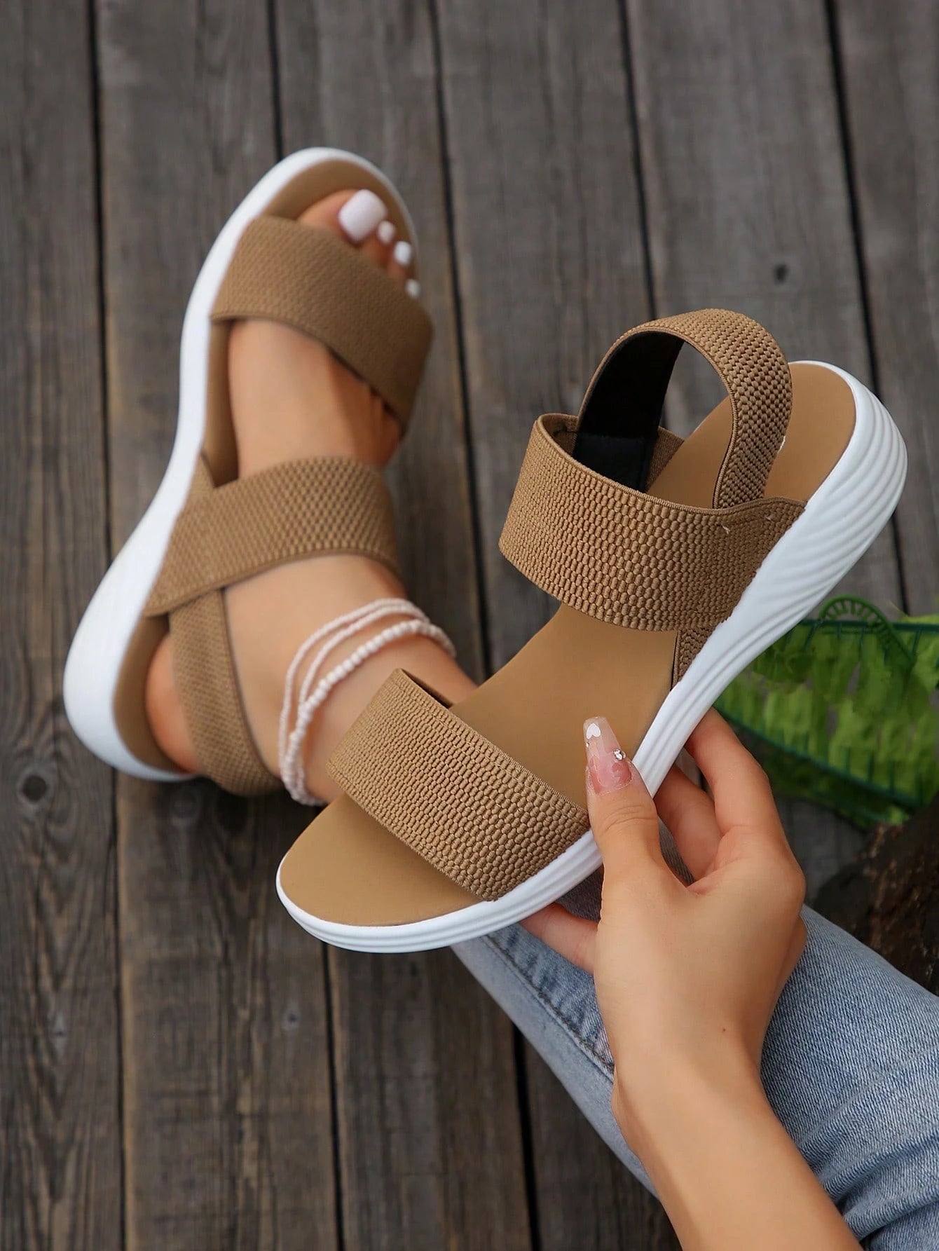 Women's Breathable Canvas Flat Bottom Slip-On Sandals