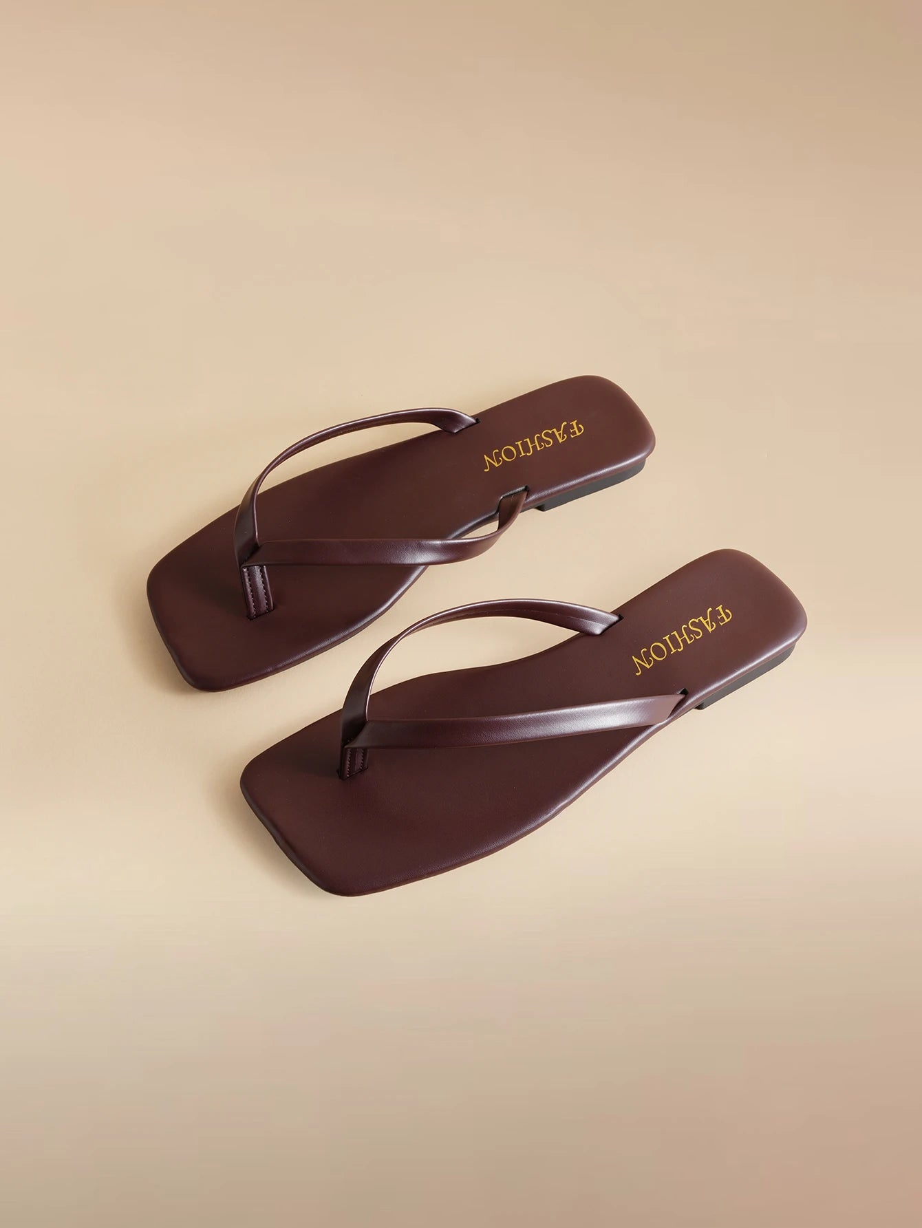 Women's Square Toe Flat Slip-On Thong Sandals