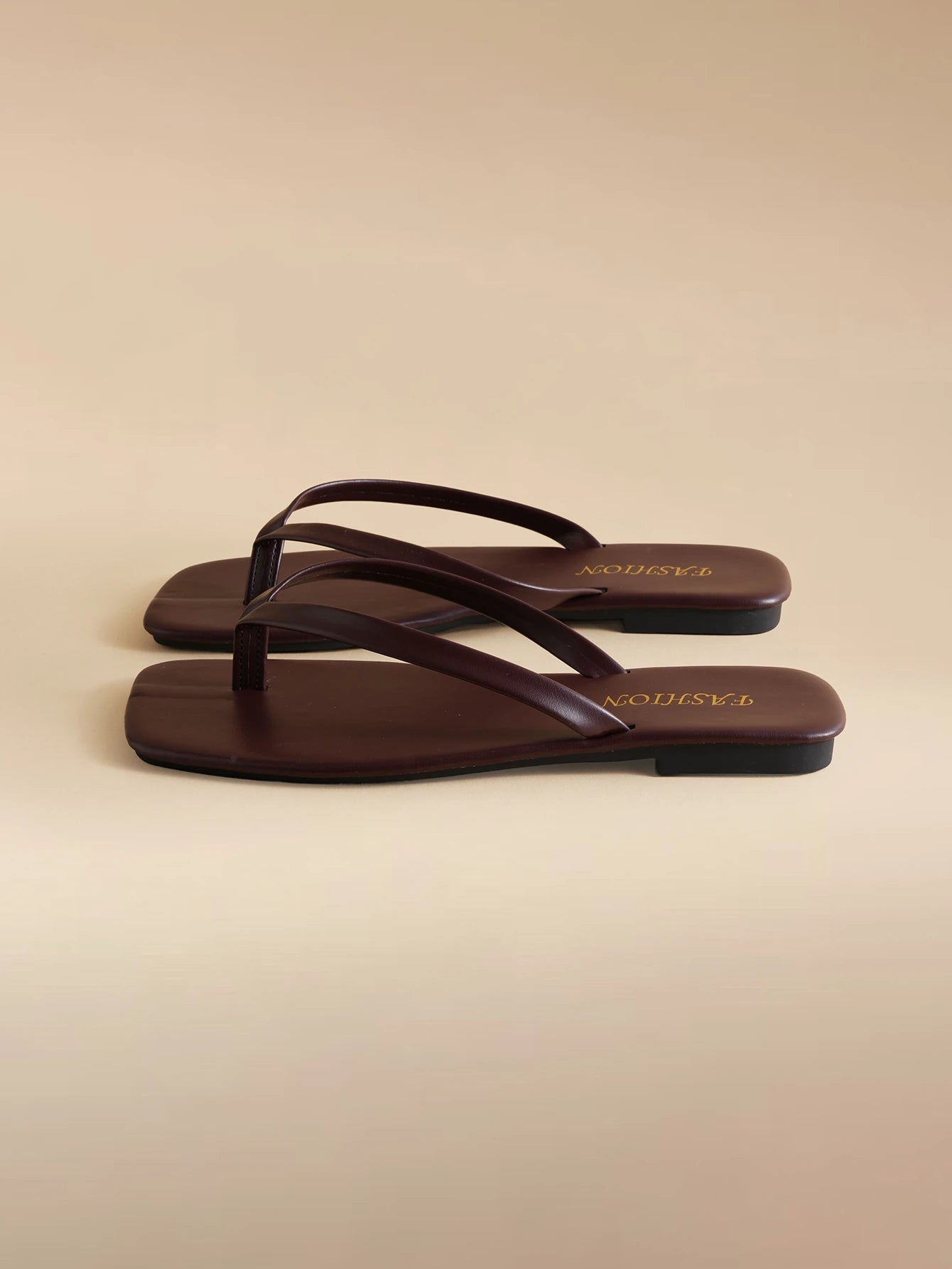 Women's Square Toe Flat Slip-On Thong Sandals
