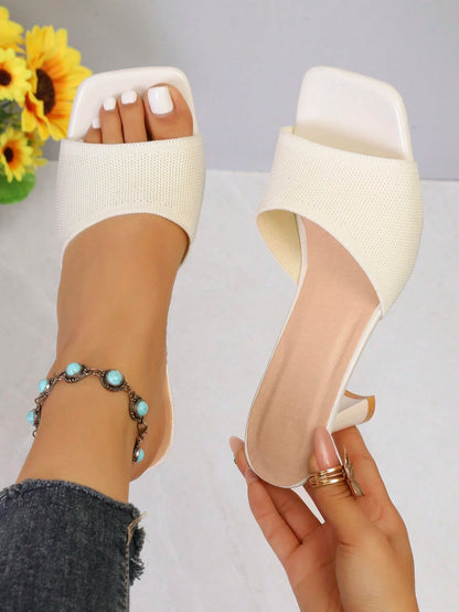 Women's Strap Slip-On Mid-Heel Sandals