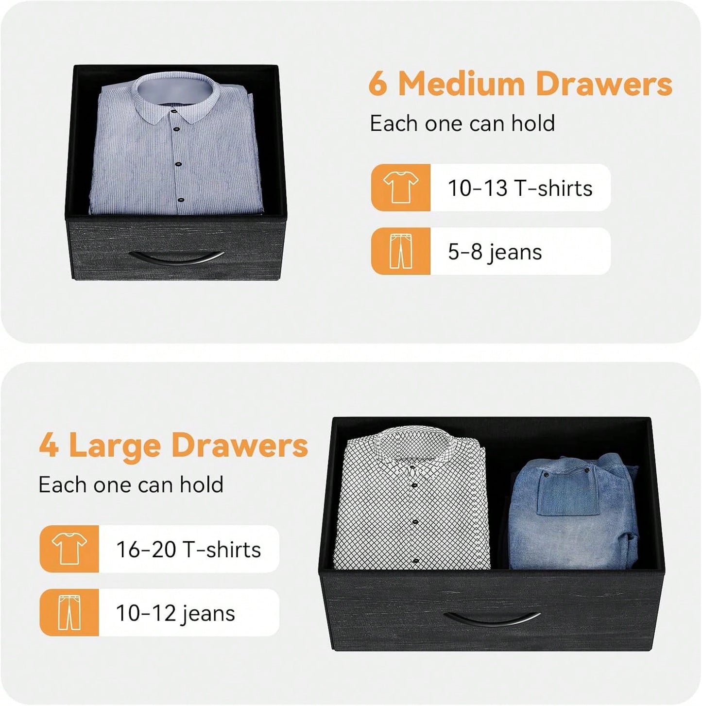 10 Drawer Fabric Storage Cabinet With Side Pockets & Hooks
