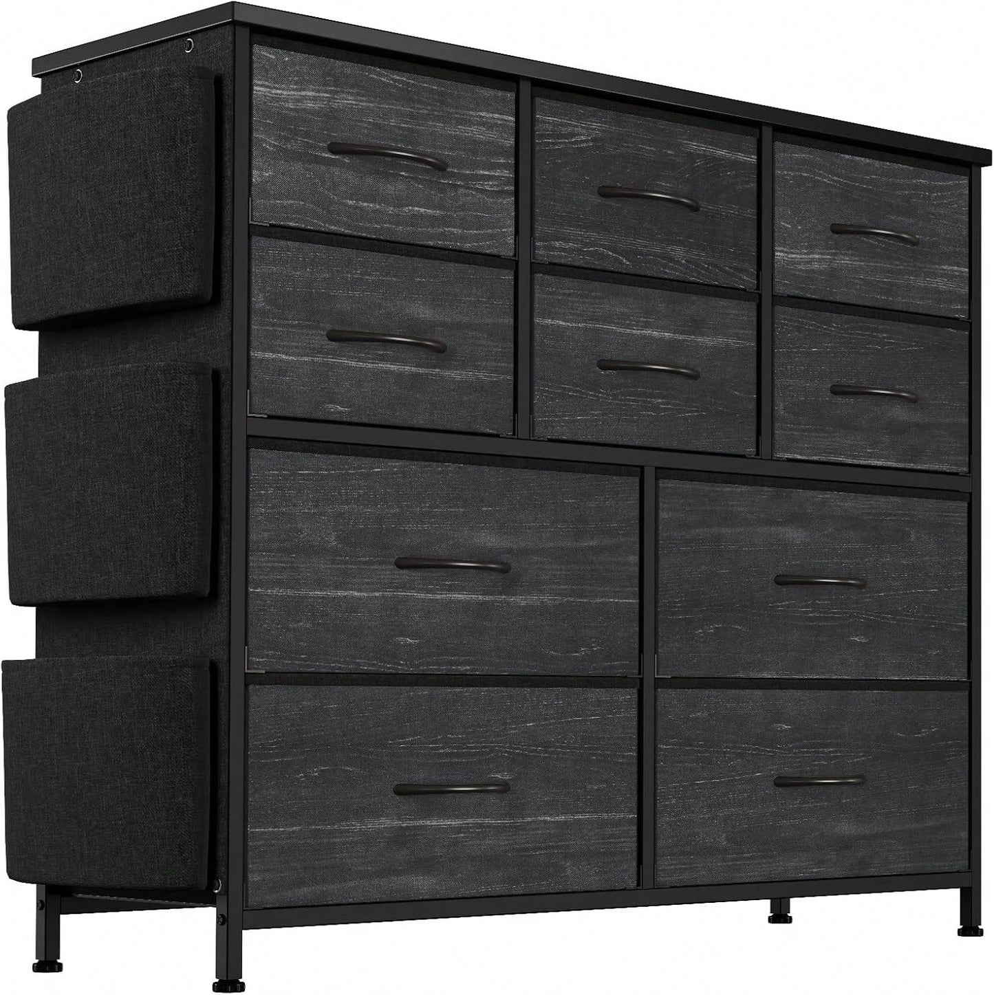10 Drawer Fabric Storage Cabinet With Side Pockets & Hooks