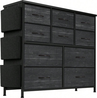 10 Drawer Fabric Storage Cabinet With Side Pockets & Hooks