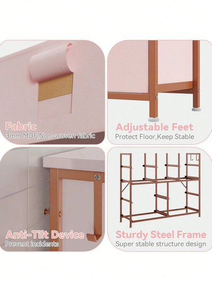 10 Drawer Fabric Storage Cabinet With Side Pockets & Hooks