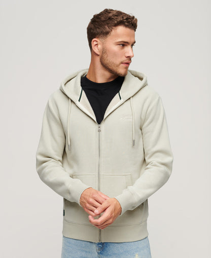 Essential Logo Slim Fit Ziphood | Light Stone Beige