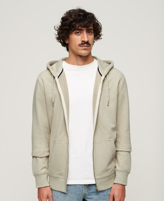 Essential Logo Slim Fit Ziphood | Light Stone Beige