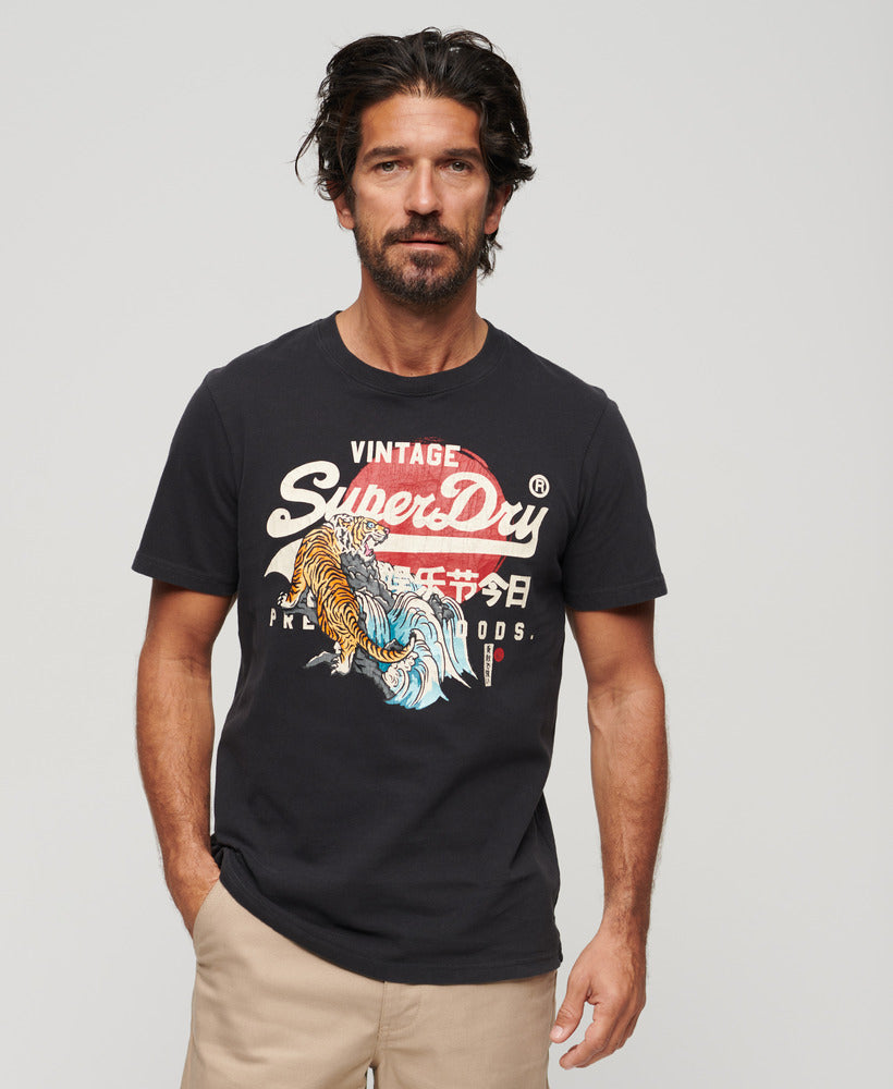 Tokyo Vintage Logo Graphic Tee | Bison Black