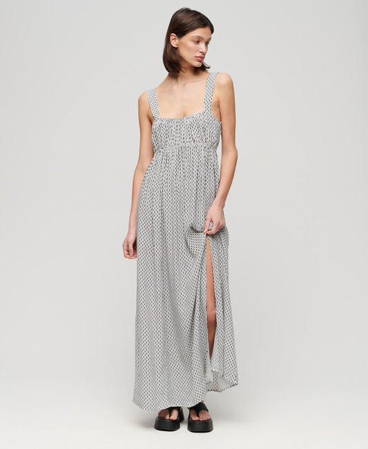 Tie Back Maxi Dress | Mono Cross Geo