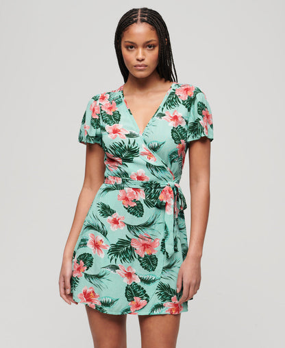 Printed Mini Wrap Dress | Luna Rose Mint