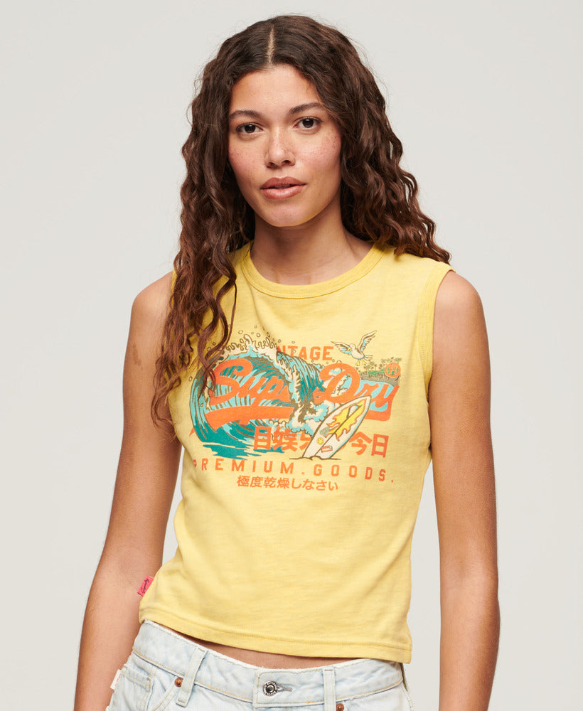 La Vintage Logo Graphic Slim Tank Top | Sun Yellow Marle