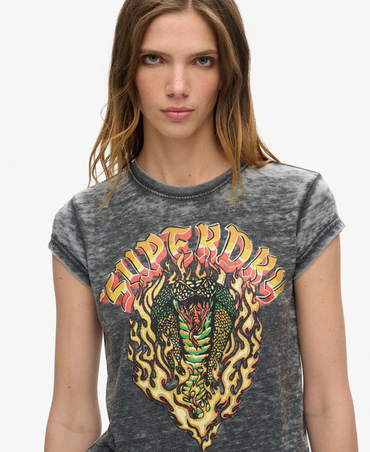 Biker Rock Graphic Cap Slv Tee | Black