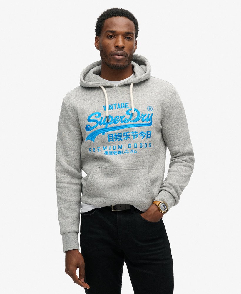 Neon Vintage Logo Graphic Hoodie | Athletic Grey Marle