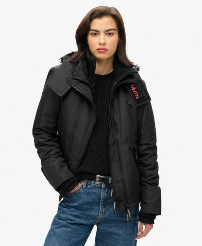 Hooded Mountain Windbreaker Slim Fit Jacket | Black