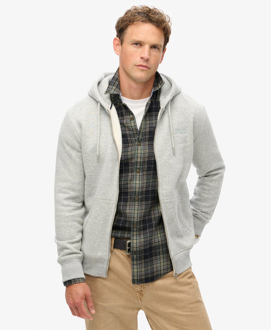 Essential Logo Slim Fit Ziphood | Athletic Grey Marle
