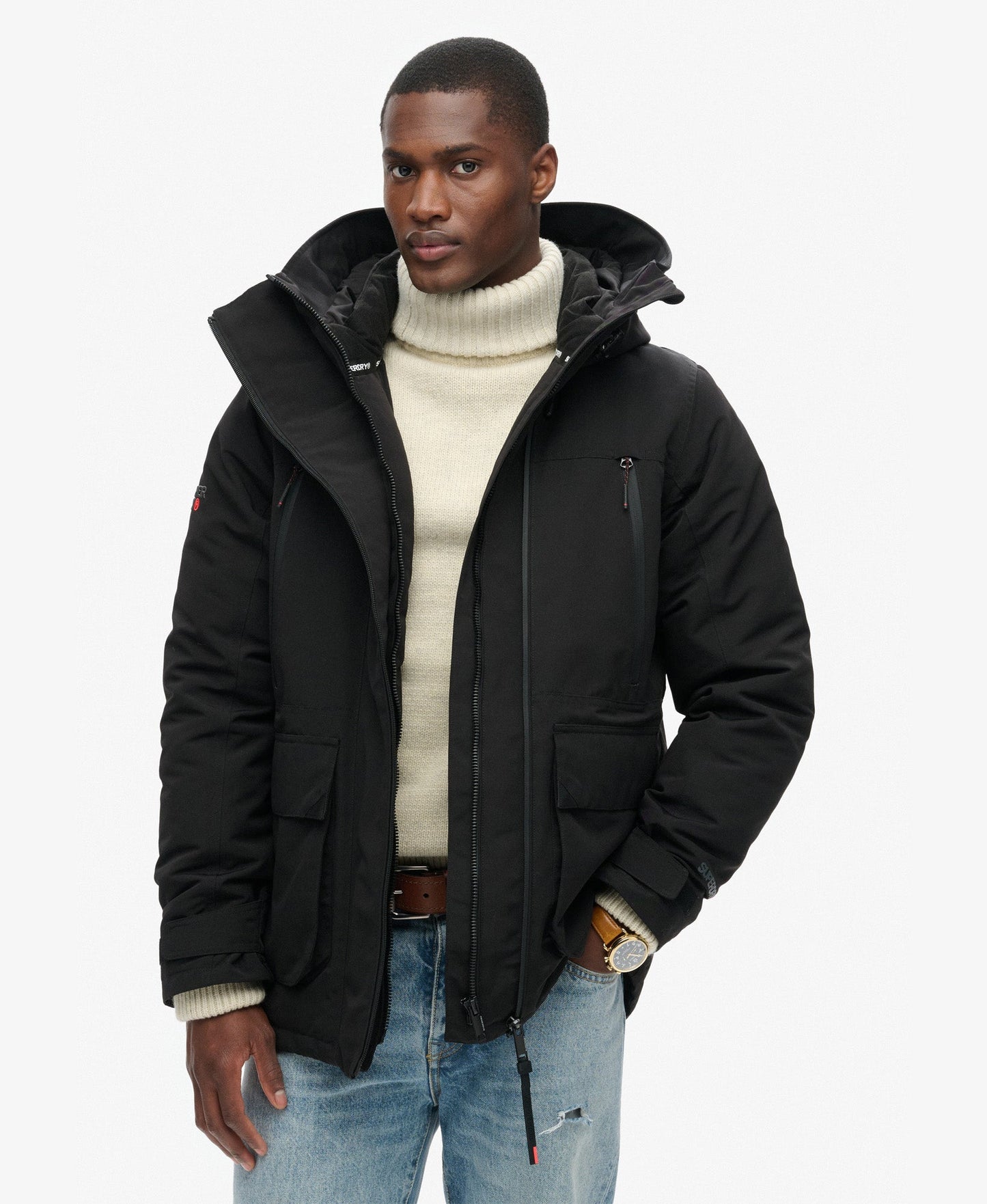Hooded Ultimate Embroidered Windbreaker | Black