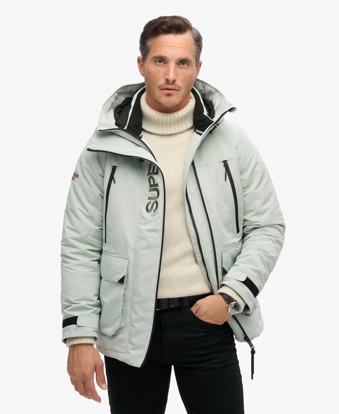 Hooded Ultimate Embroidered Windbreaker | Puritan Grey