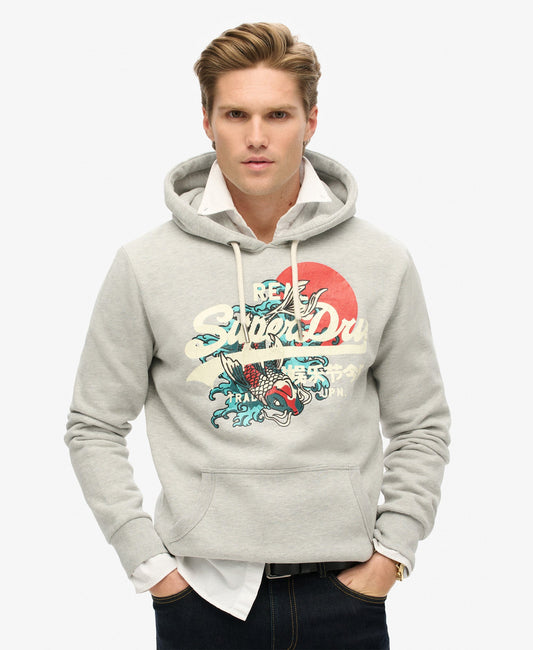 Tokyo Vintage Logo Graphic Hoodie | Pumice Stone Beige Marle