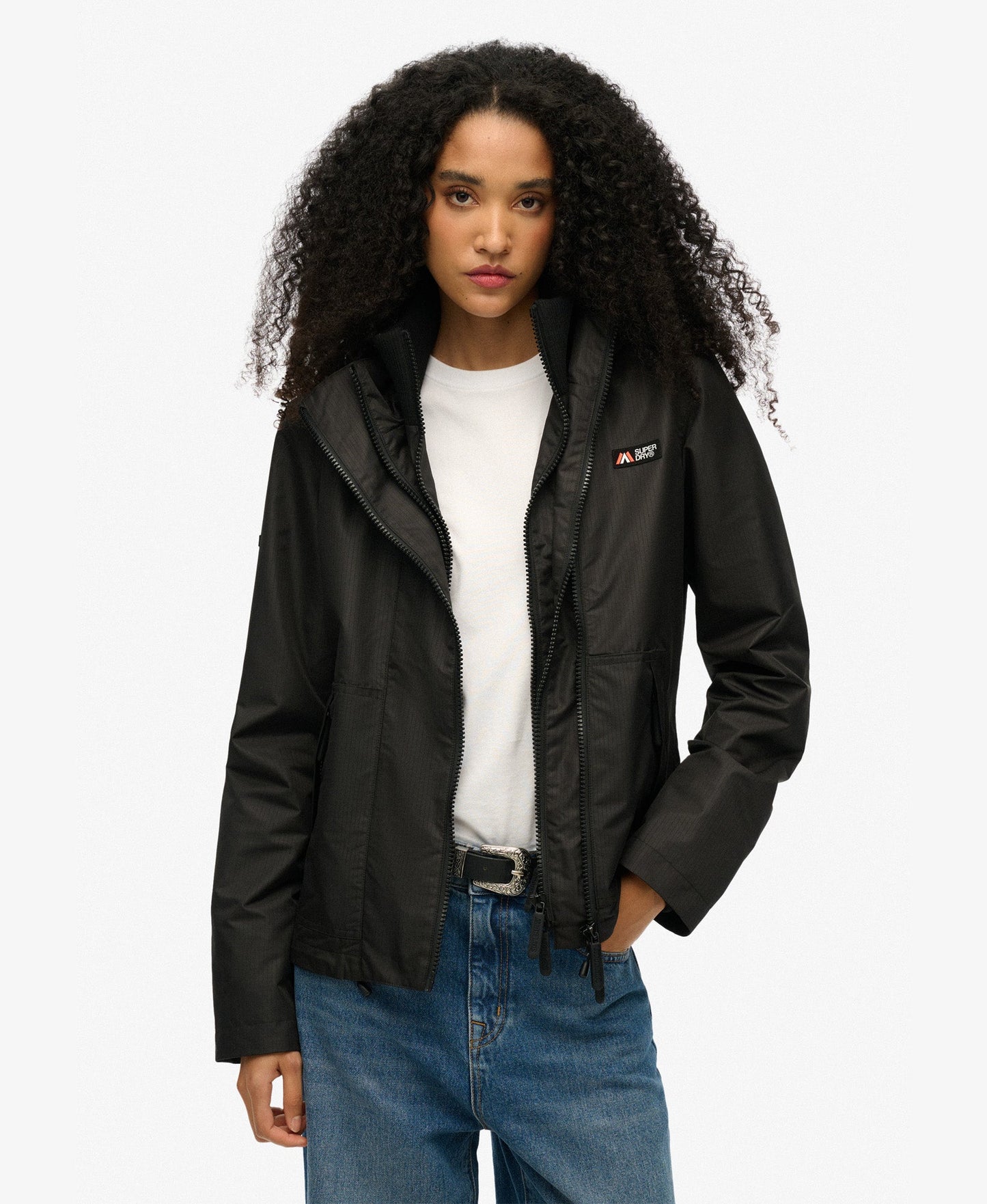 Hooded Mountain Windbreaker Slim Fit Jacket | Black