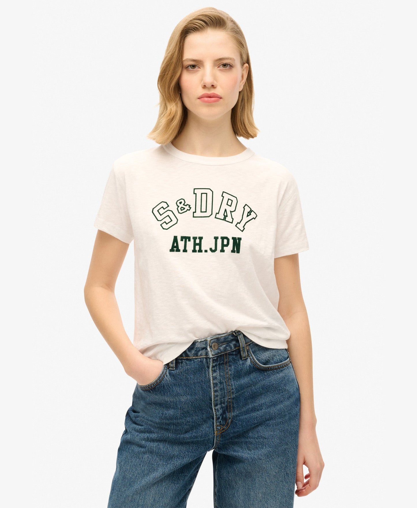 Athletic Graphic Fitted Slim Fit Tee | Off White Slub
