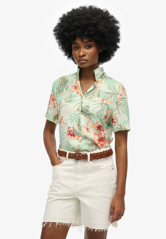 Beach Resort Shirt | Aloha Shadow Mint