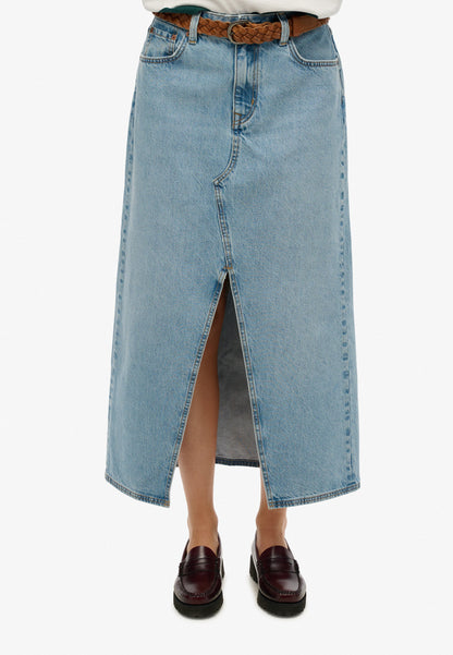 Denim Split Maxi Skirt | Beach Blue