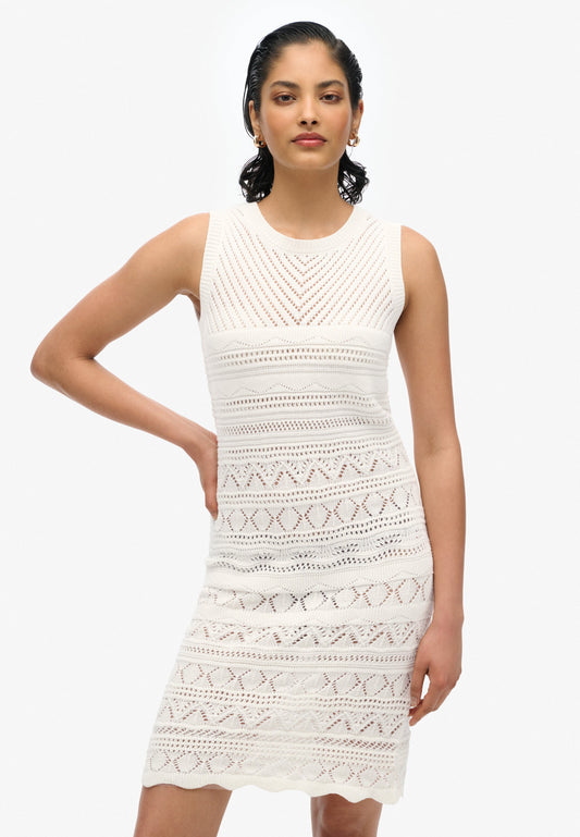 Crochet Mini Slim Fit Dress | Desert Bone Off White