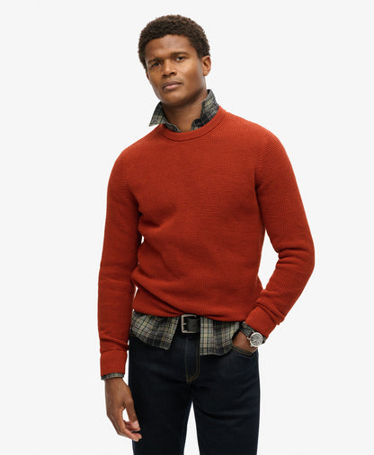 Textured Crew Knit Jumper | Autumnal Orange