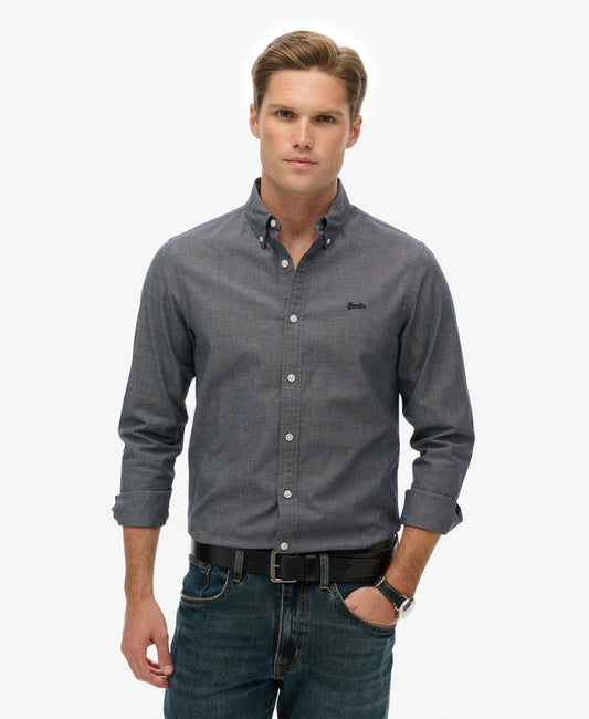 Essentials Tailored Lite Slim Fit Shirt | Navy End On End