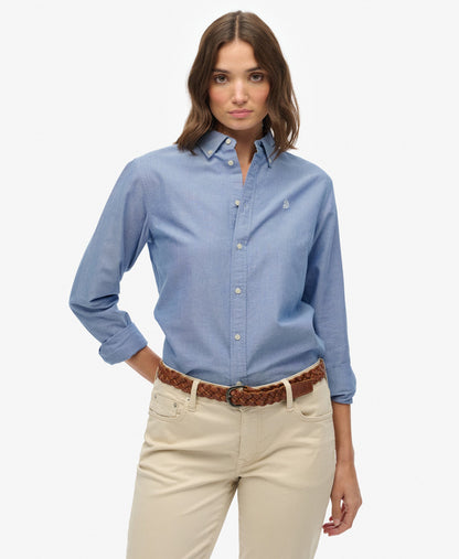 Slim Oxford Long Sleeve Shirt | Azure Blue Chambray Oxford
