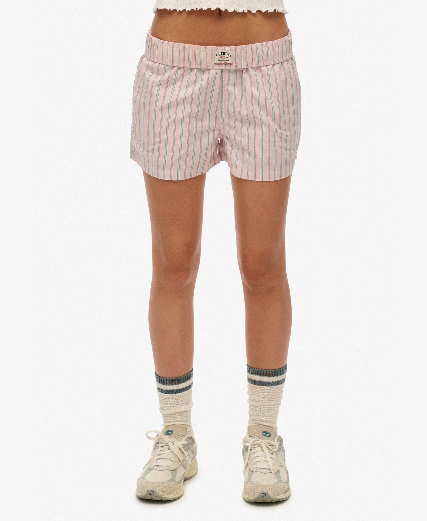 Cotton Stripe Elastic Short | Suffolk Pink Stripe