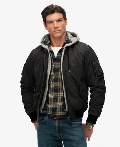 Military Ma1 Bomber Jacket | Washed Black