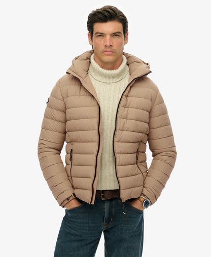 Hooded Fuji Padded Slim Fit Jacket | Winter Twig Beige