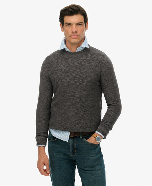 Light Weight Cotton Texture Jumper | Black/Dark Grey