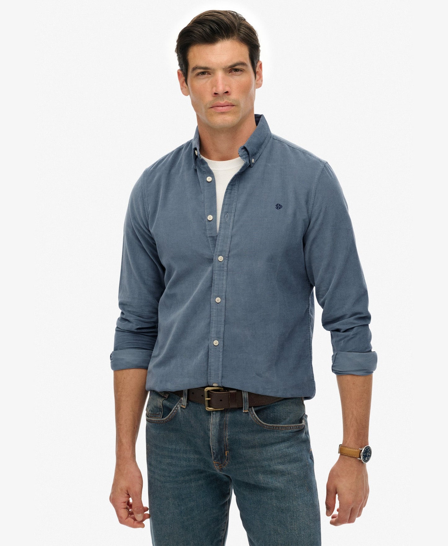 Classic Needle Cord Shirt | Stormy Weather Blue