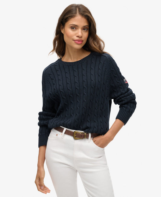 Slouchy Cable Knit | Deep Navy