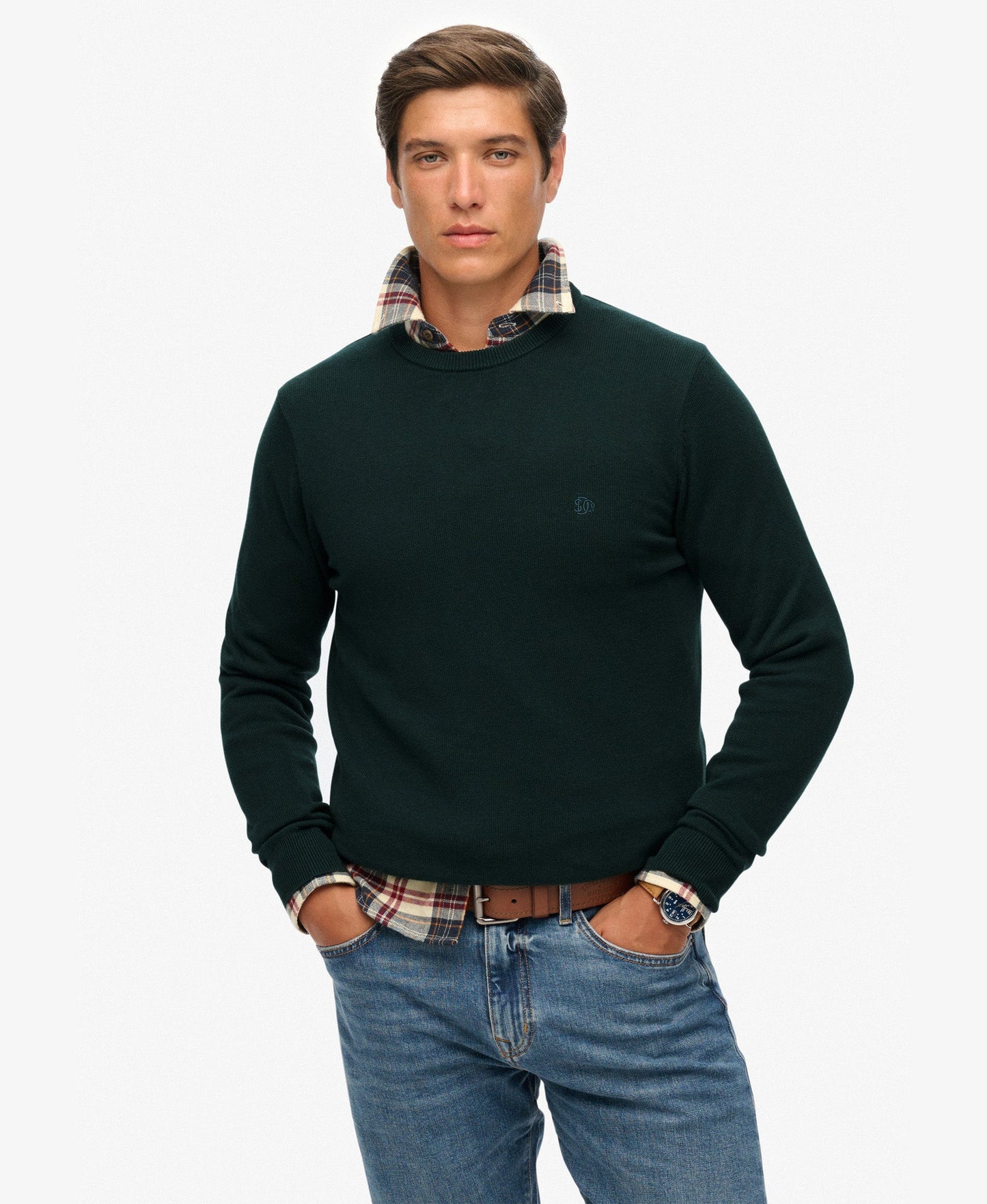 Essentials Cotton Jumper | Enamel Green Marle